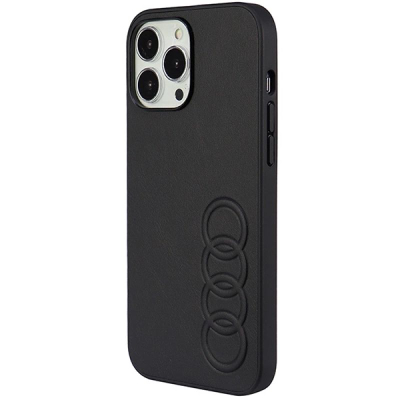 Maskë telefoni Audi me lëkurë sintetike, për iPhone 13 Pro Max 6.7", hardcase, e zezë
