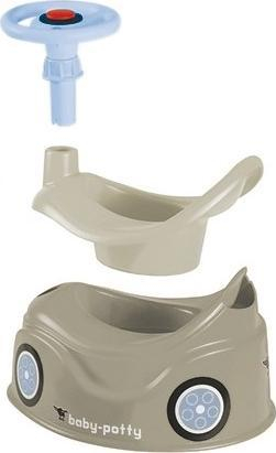 Qenefe fëmijësh Big Grey Potty New Bobby Car, me timon, gri
