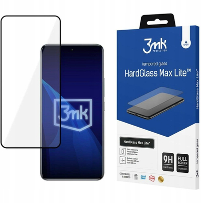 Xham mbrojtës 3MK HardGlass Max Lite për Redmi Note 15 Pro 4G, me kornizë të zezë