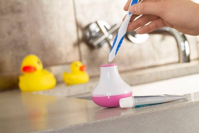 Mbajtëse furçe dhëmbësh Quirky Timer Bobble Brush, me kohëmatës 2 minuta, blu
