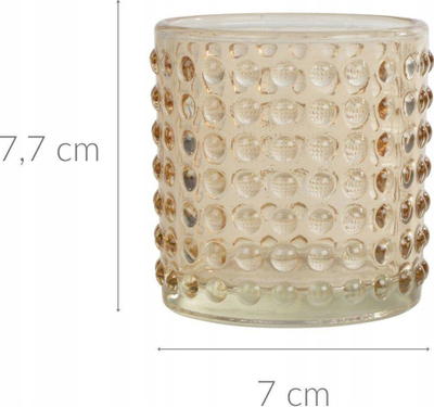 Mbajtëse qiriu Homea Glass Candle Holder ARTY, xham me reliev, Ø 7 cm, bezhë