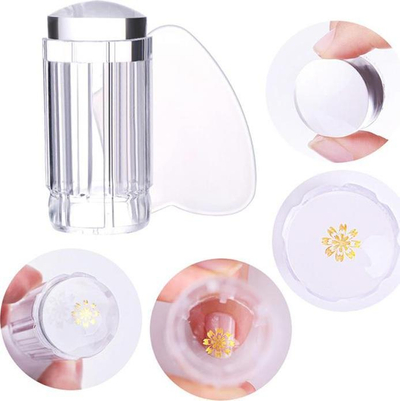 Stemper thonjsh transparent për nail art, silikon i butë me kapak mbrojtës, krejt transparent