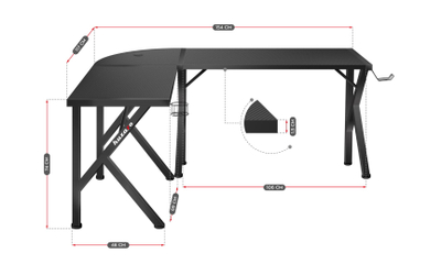 Tavolinë lojrash Huzaro Hero 6.3, 154x117 cm, e zezë
