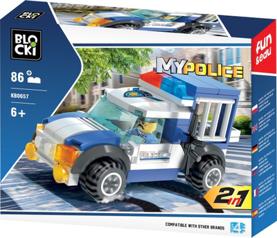 Set blloqesh ndërtimi Blocki MyPolice 2in1, 86 copa, 6+, blu me të bardhë