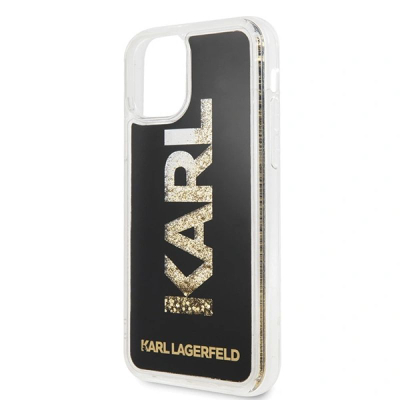 Kapak telefoni Karl Lagerfeld Liquid Glitter për iPhone 11 Pro, transparent, i zi