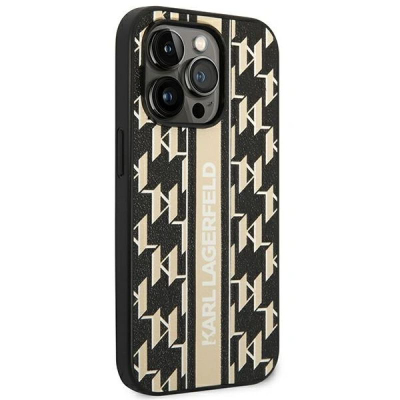 Kapak telefoni Karl Lagerfeld Monogram Stripe për iPhone 14 Pro Max, 6.7", i zi