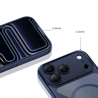 Mbrojtëse telefoni Tech-Protect Magpeak MagSafe CC për iPhone 17 Pro Max, transparente, blu