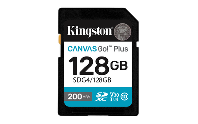 Kartë memorie Kingston Canvas Go Plus, 128GB SDXC, 200MB/s, e zezë