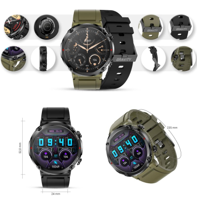 Smartwatch Gravity GT21-7, ekran 1.6", IP67, me rrip silikoni t'zi