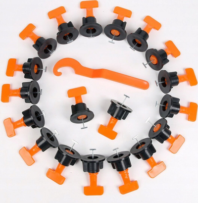 Set niveli për pllaka Tile Leveling System, 50 klipsa, 1 çelës, i kuq