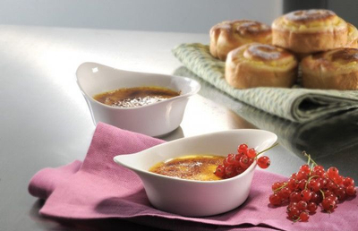 Set enë për krem brulee GEFU, 2 copë, të bardha