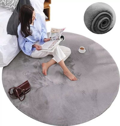 Округол тепих Strado Round Rug Rabbit, 120x120 cm, светло сива