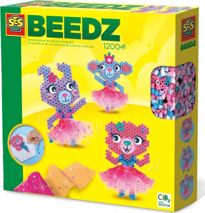 Set kreativ SES CREATIVE Beedz Ballerina Animals 06077, 1200 rruaza strykë, mozaik me hekurosje
