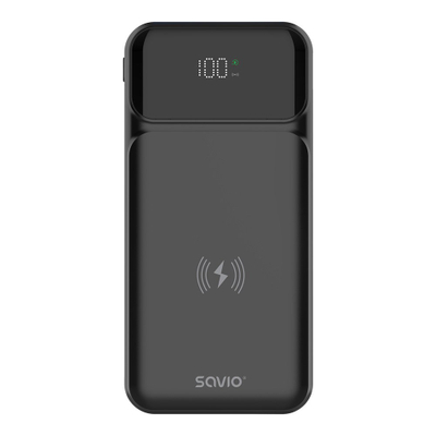 Power bank Savio BA-09, 10000mAh, karikim wireless, i zi