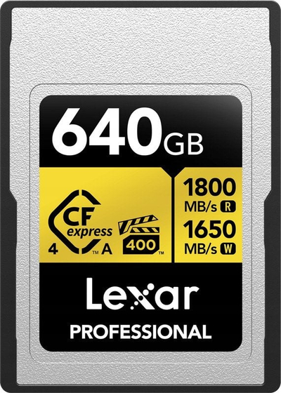 Мемориска картичка Лекcар Професионал Голд Сериес, 640GB, CFекспрес Тип А 4.0, златна
