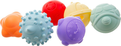 Set topash senzorialë Akuku Sensory Balls A0640, 6 copa, PVC i butë, shumëngjyrësh