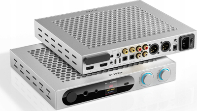 Amplifikator kufjesh FiiO K19, Hi‑Fi DAC me preamp, për tavolinë, argjendtë