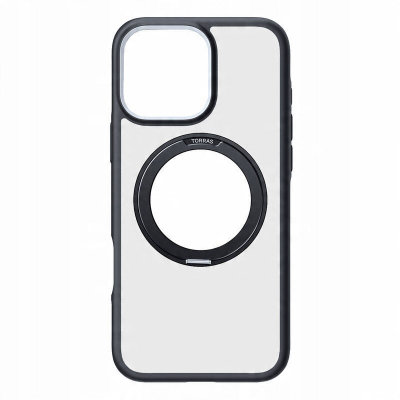Kapak mbrojtës Torras Ostand R Fusion për iPhone 16 Pro, shumë i hollë, i fortë ndaj rënieve, i zi