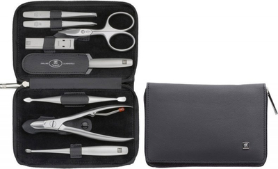 Set manikyre ZWILLING Beauty TWINOX, 9 pjesë, kuti lëkure me zinxhir, e zezë