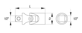 Nyje kardanale Yato YT-1252, 1/2", 69mm, metalike