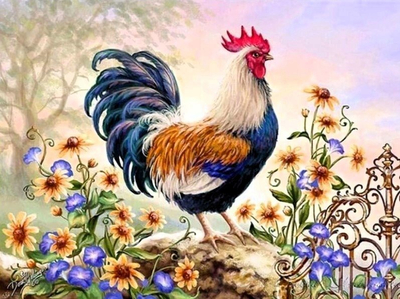 Set diamond painting Norimpex “Rooster”, puzzle dekorativ, 30x40cm, shumëngjyrësh