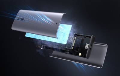 Kутија за надворешен диск UGREEN за SSD M.2 NVMe SATA, USB 3.2 Gen 2 10 Gbps, сива