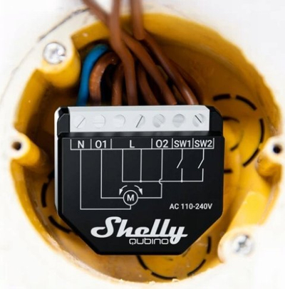 Modul roletash Shelly Qubino Wave Shutter, Z Wave, 2 kanale, i zi e bardhë