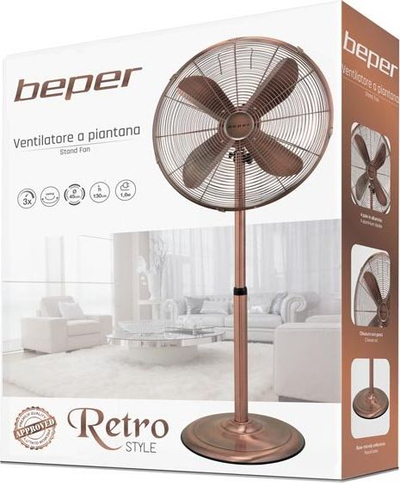 Ventilator në këmbë Beper Retro, 50W, 45 cm, ngjyrë bakri