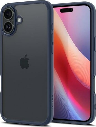 Kapak telefoni Spigen Ultra Hybrid për iPhone 16, mbrojtëse transparente, blu navy