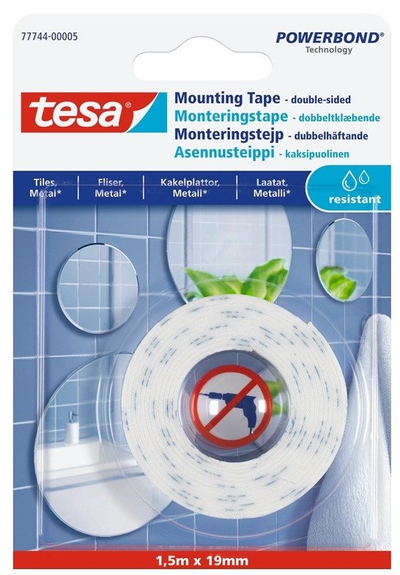 Shirit ngjitës Tesa Powerbond Mounting Tape, 1.5 m, 19 mm, i bardhë