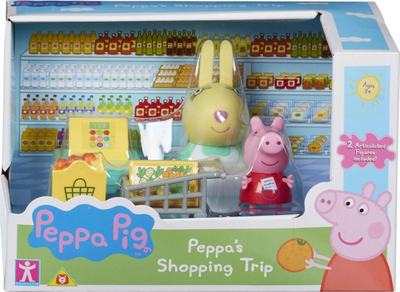 Set lodrash Peppa Pig, Peppa në pazar, 2 figura, supermarket, shumëngjyrëshe