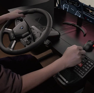 Set timoni lojërash HORI Truck Control System, force feedback, për PC, i zi
