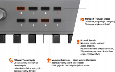 MIDI тастатура Midiplus Tiny+, 32 копчиња, USB C, црна
