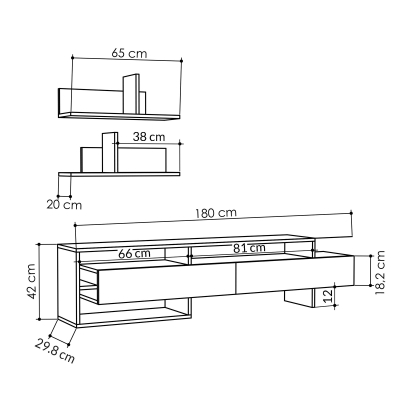 Komodë për TV Decortie Gara 180 cm, e bardhë