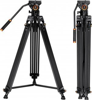 Tripod video K&amp;F Concept 72", 1.8m, me kolonë qendrore travers, alumin