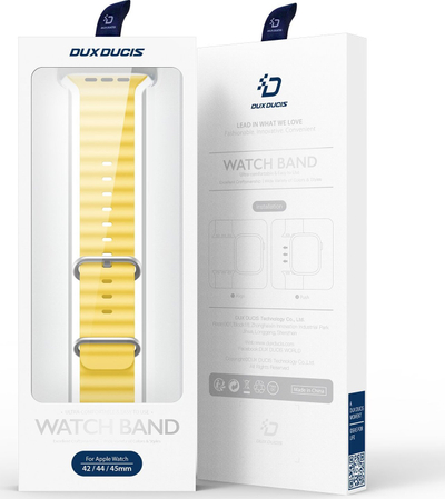 Rrip ore Dux Ducis OceanWave për Apple Watch, silikon, 45 44 42mm, i verdhë