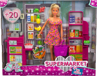 Kukull Simba Steffi Love Supermarket, set me lodra supermarket, 29 cm, nga 3 vjeç