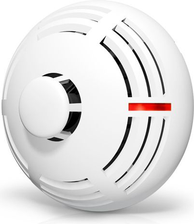 Detektor tymi dhe nxehtësie Satel DMP-100, konvencional, për ambiente të brendshme, i bardhë