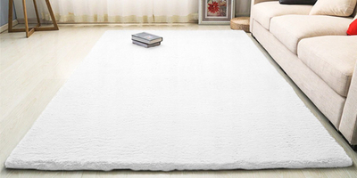Тепих Plush Soft Carpet Rabbit, 200x250 cm, со меко влакно, бел
