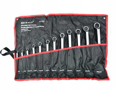Set çelësa unazorë Geko G11544, 12 copa, 6-32mm, në çantë tekstili