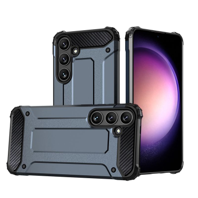 Kopertinë Hybrid Armor për Samsung Galaxy S24 FE, kundër goditjeve, që s’të rrëshket nga dora, blu