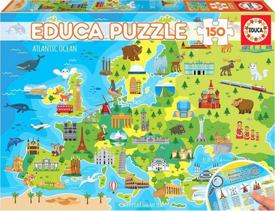 Puzzle Educa 150, harta e Evropës për kalamajt