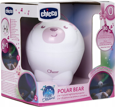 Projektor për bebe Chicco First Dreams Polar Bear, me muzikë dhe drita, rozë