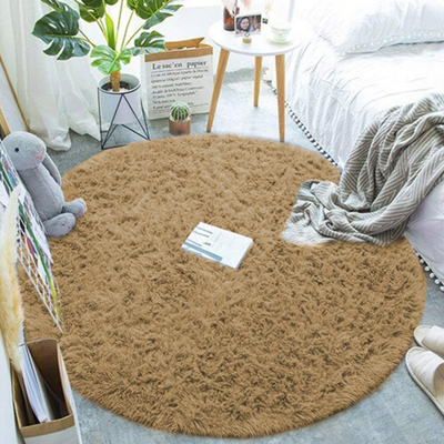 Tapet rrumbullak Strado Round Shaggy, 160x160 cm, 3.5 cm i trashë, bej i çelët