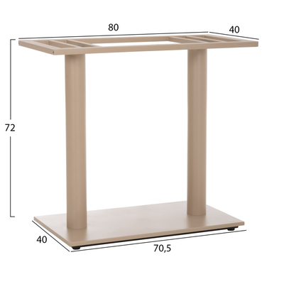 Bazë tavoline metalike HM435.25, dyshtyllëshe, 80x40x72 cm, cappuccino mat