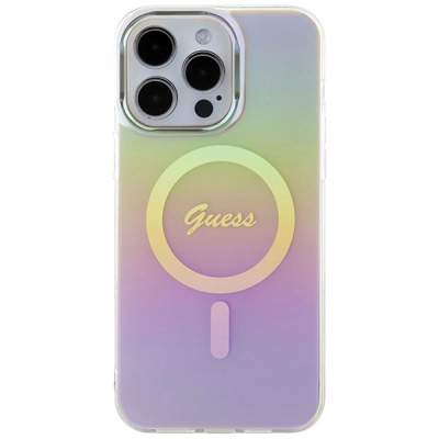 Kuti Guess Script MagSafe për iPhone 15 Pro, plastikë TPU, me gradient, rozë