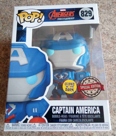 Figurinë Funko Pop Marvel Captain America Mech Glow, edicion i veçëm, shumëngjyrëshe