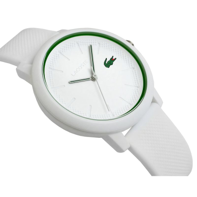 Ora dore Lacoste 12.12 Watch, 42mm, rezistente 50m, e bardhë
