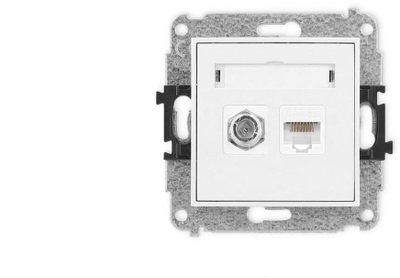 Prizë murale Karlik IGFK-1, SAT Type F, RJ45 Cat 5e, e bardhë