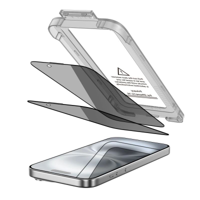 Xham mbrojtës Hofi Tech-Protect Quick Set Spy+, 2 copë, për iPhone 15 16, i zi